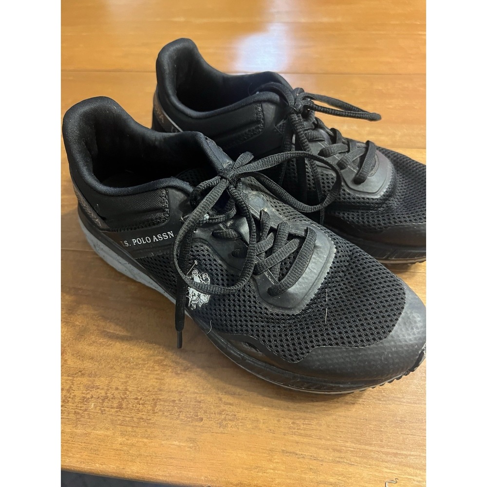 US Polo Assn Shoes Womens 8 Tennis Sneaker Comfort Black Fabric Lace Up Low Top